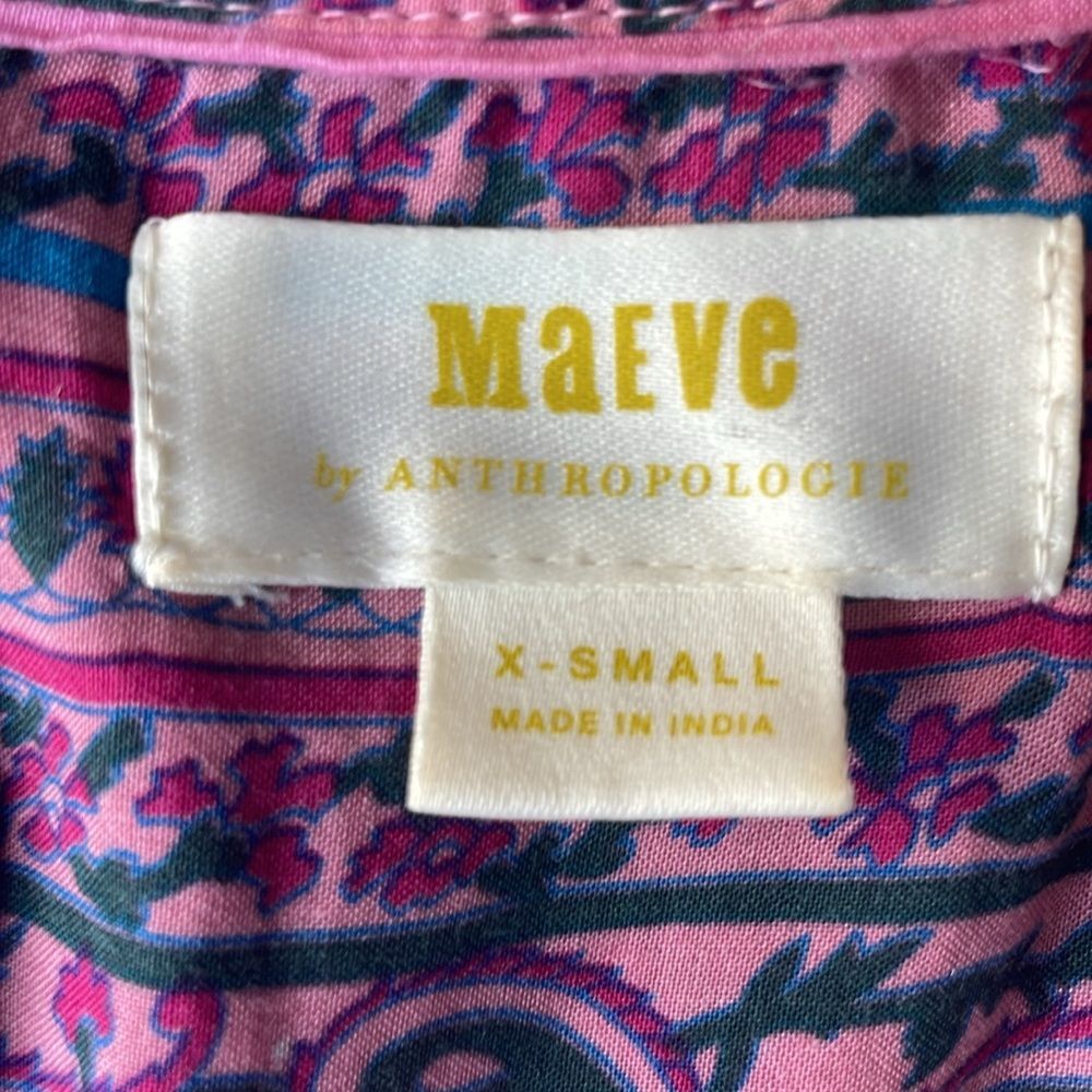 Anthropologie Maeve Petunia Pintuck Tank Floral Blouse Pink Sleeveless Size XS - Picture 4 of 5
